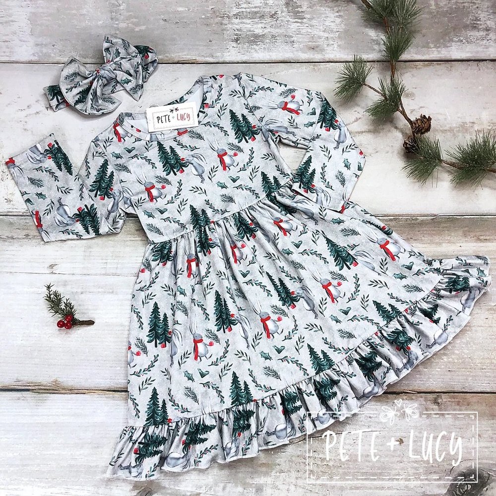 Winter Bunny Twirl Dress